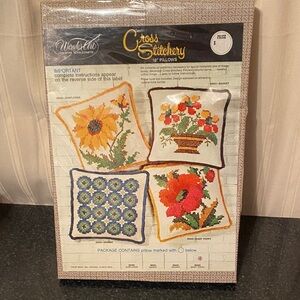 Vintage Wonder Art Cross Stitchery Poppy Pillow Kit